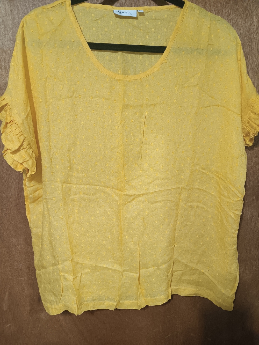Masai Sunny Yellow Swiss Dot Ruffle Sleeve Tunic